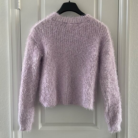 Lavender Love By Design Fuzzy Textured Mock Neck Pullover Sweater L - Picture 2 of 6